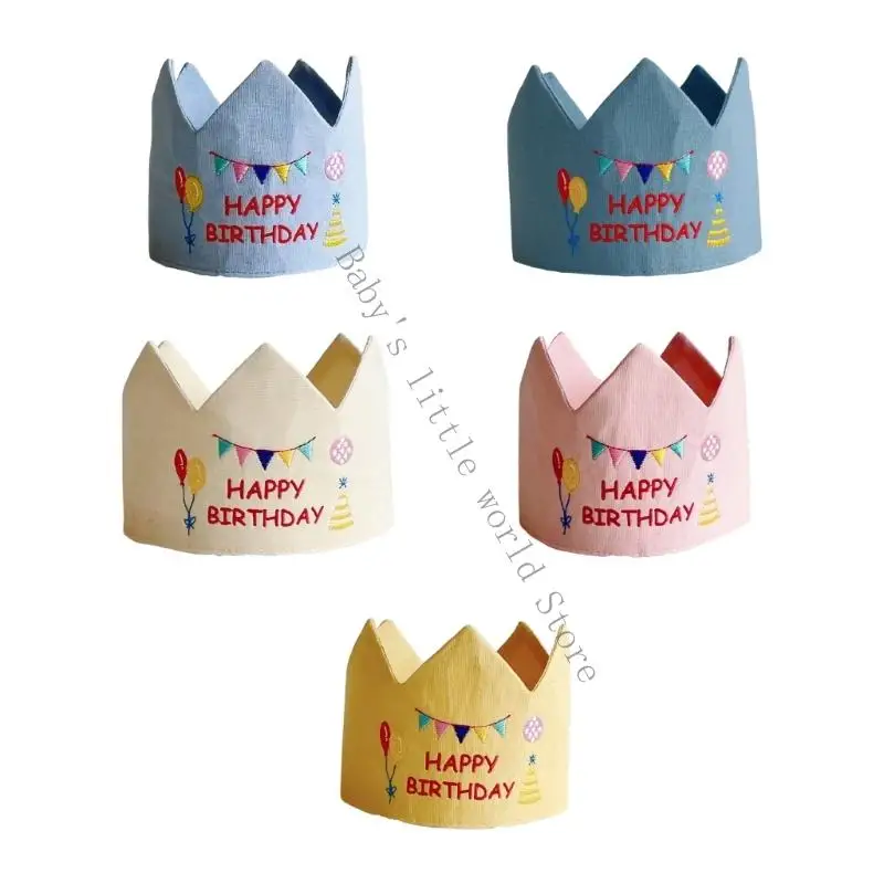 

Festival Infant Birthday Crowned Hat Machine Washable Cloth Cap Embroidered Celebration Accessory For Newborns Toddle B2EB