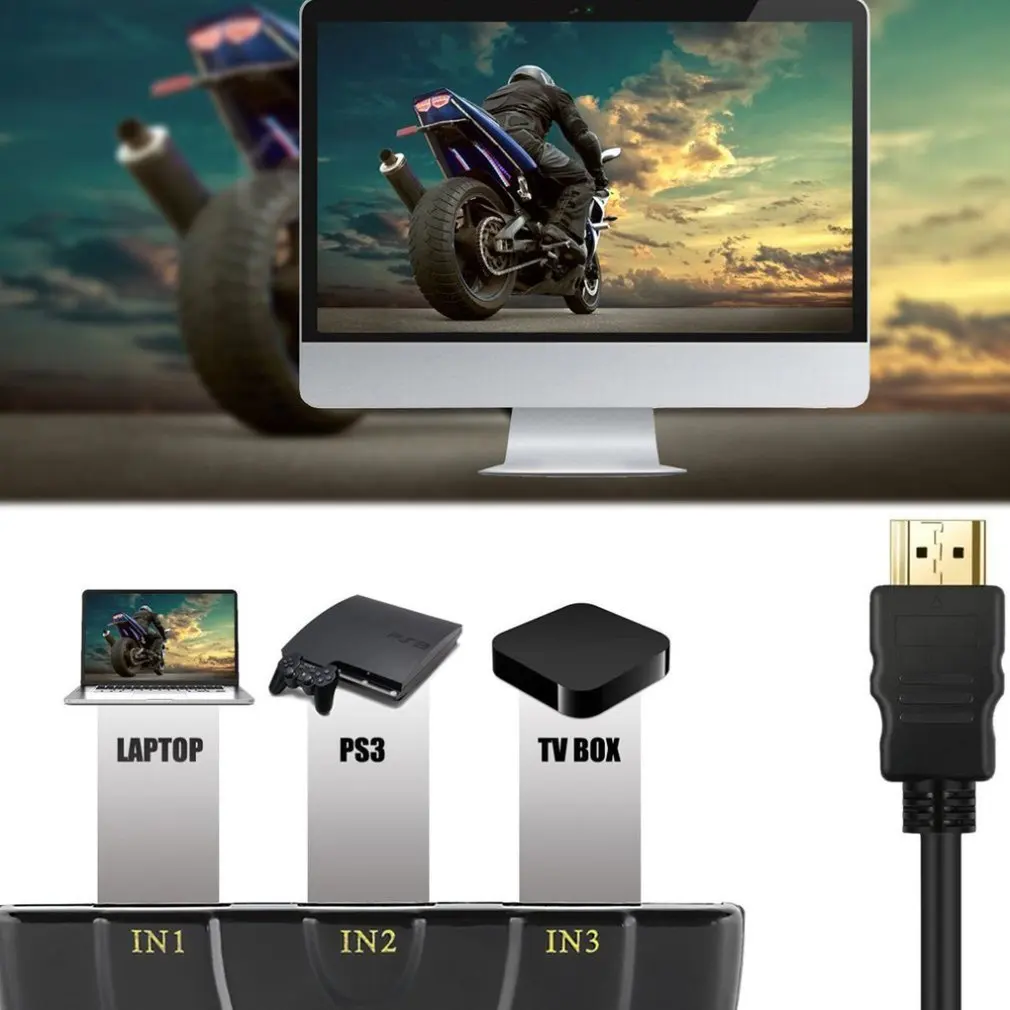 3-to-1 Switcher Portable 3 HDMI-compatible Ports In And 1 HDMI-compatible Out Full 1080P 3D Image Display For Multi Media Device