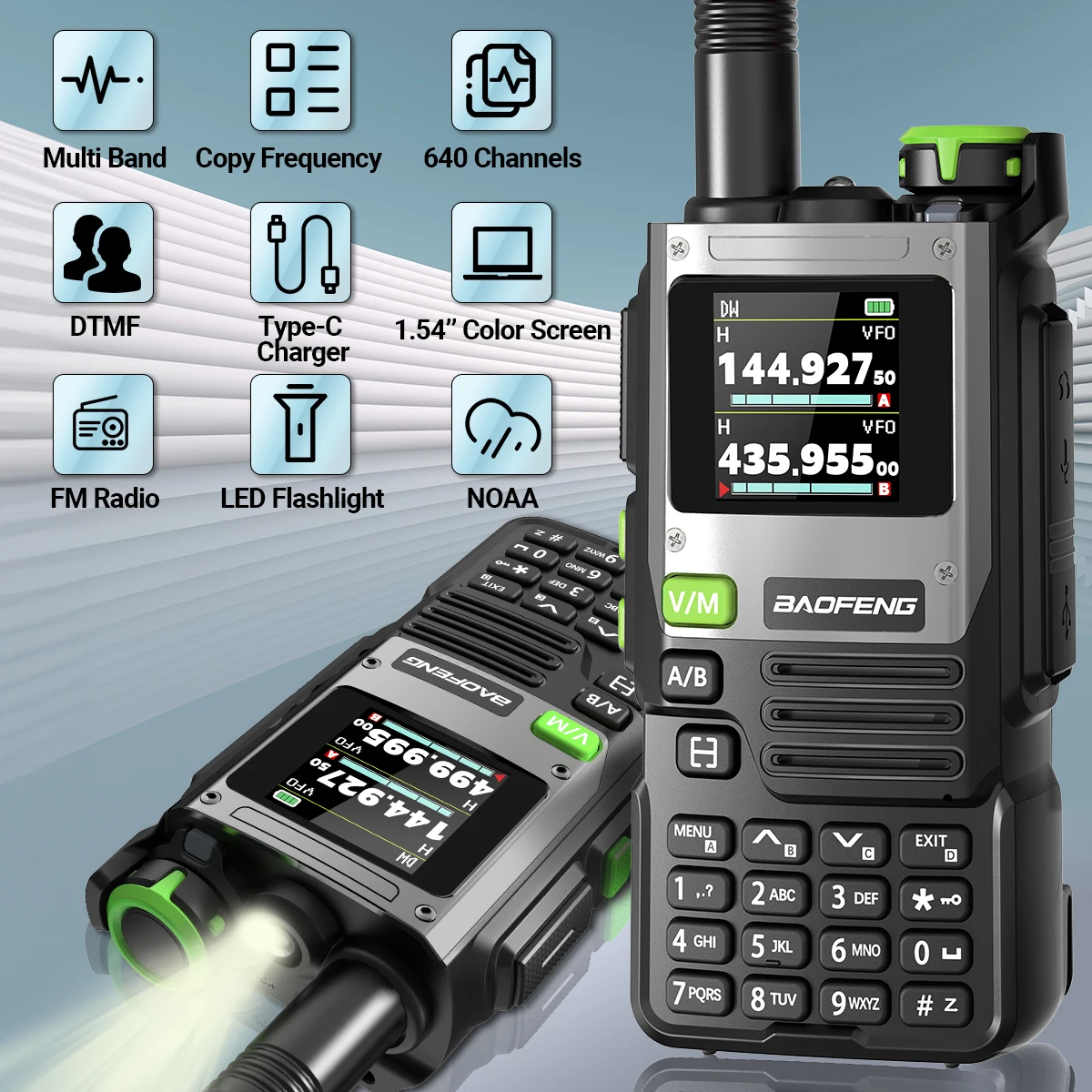 Baofeng K61 PRO Air Band Walkie Talkie Многодиапазонная беспроводная частота копирования AM FM DTMF NOAA Обновленная UV-5R UV-K6 двусторонняя любительская радиостанция