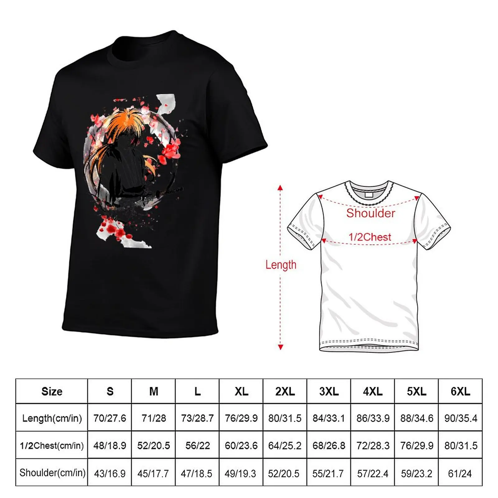 battousai kenshin pendekar pedang T-Shirt blacks anime Men's t-shirt