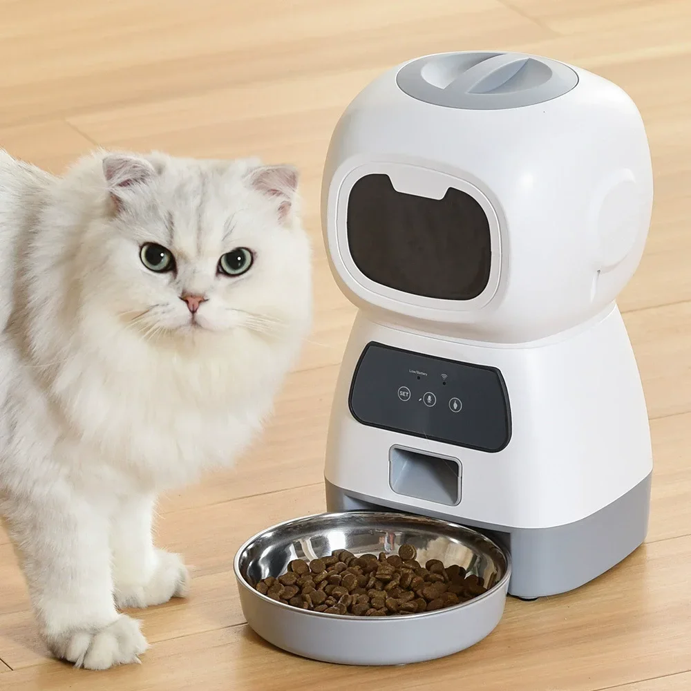 

3.5L Eco-Friendly Smart WiFi Pet Feeder Automatic Plastic Food Dispenser Timer APP Control Solid Pattern Bowls For Dogs Cats