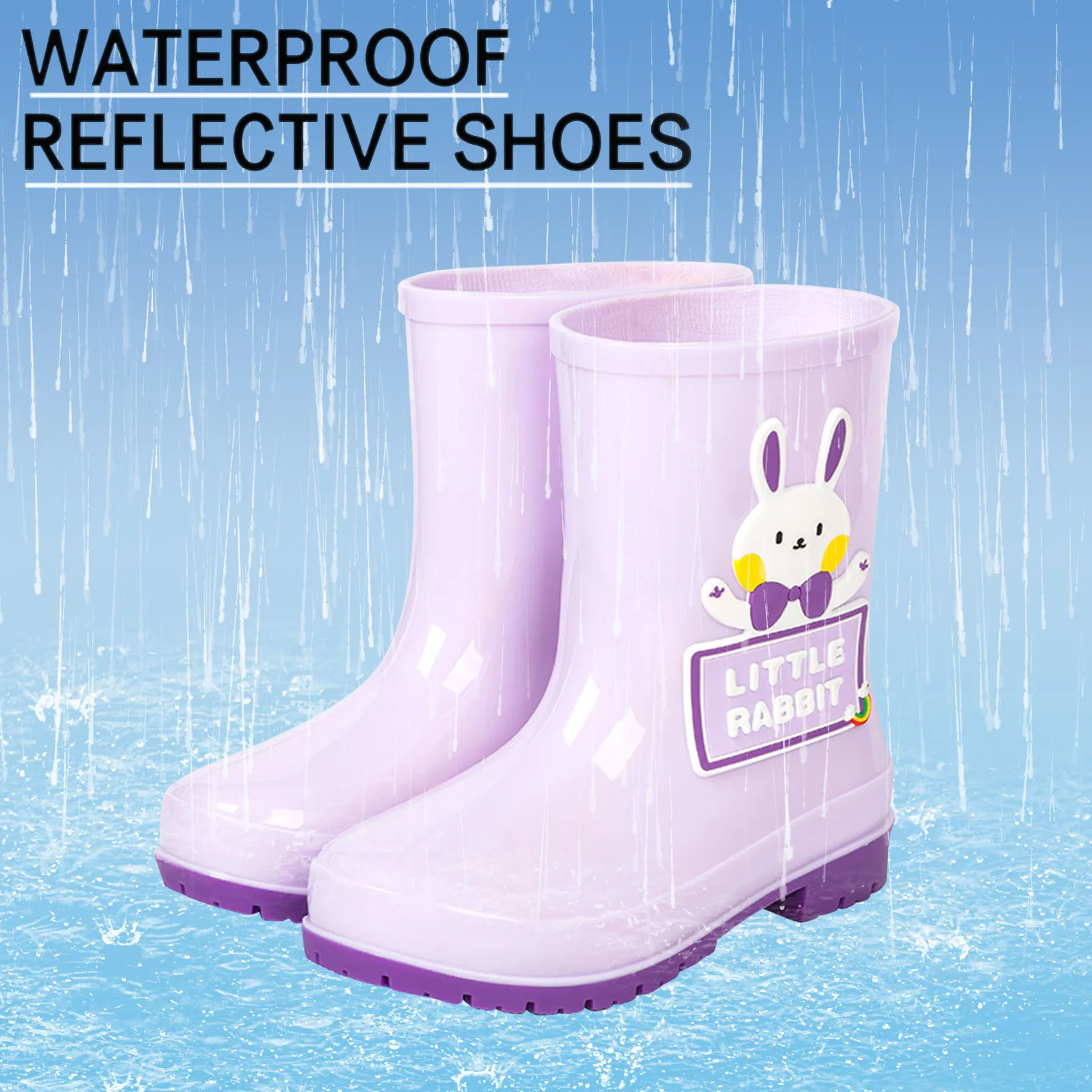 Children Cute Cartoon Rain Boots 2024 Fashion Non Slip Solid Casual Rain Boots Soft Bottom Comfort Rain Boots Toddler Girl Boots