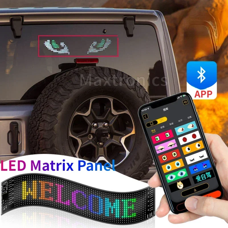 Imagem -02 - Venda Quente Rgb Led Matriz Pixel Tela Multilíngue Faça Você Mesmo Programável Bluetooth App Controle Led Painel Carro Luz de Exibição Flexível