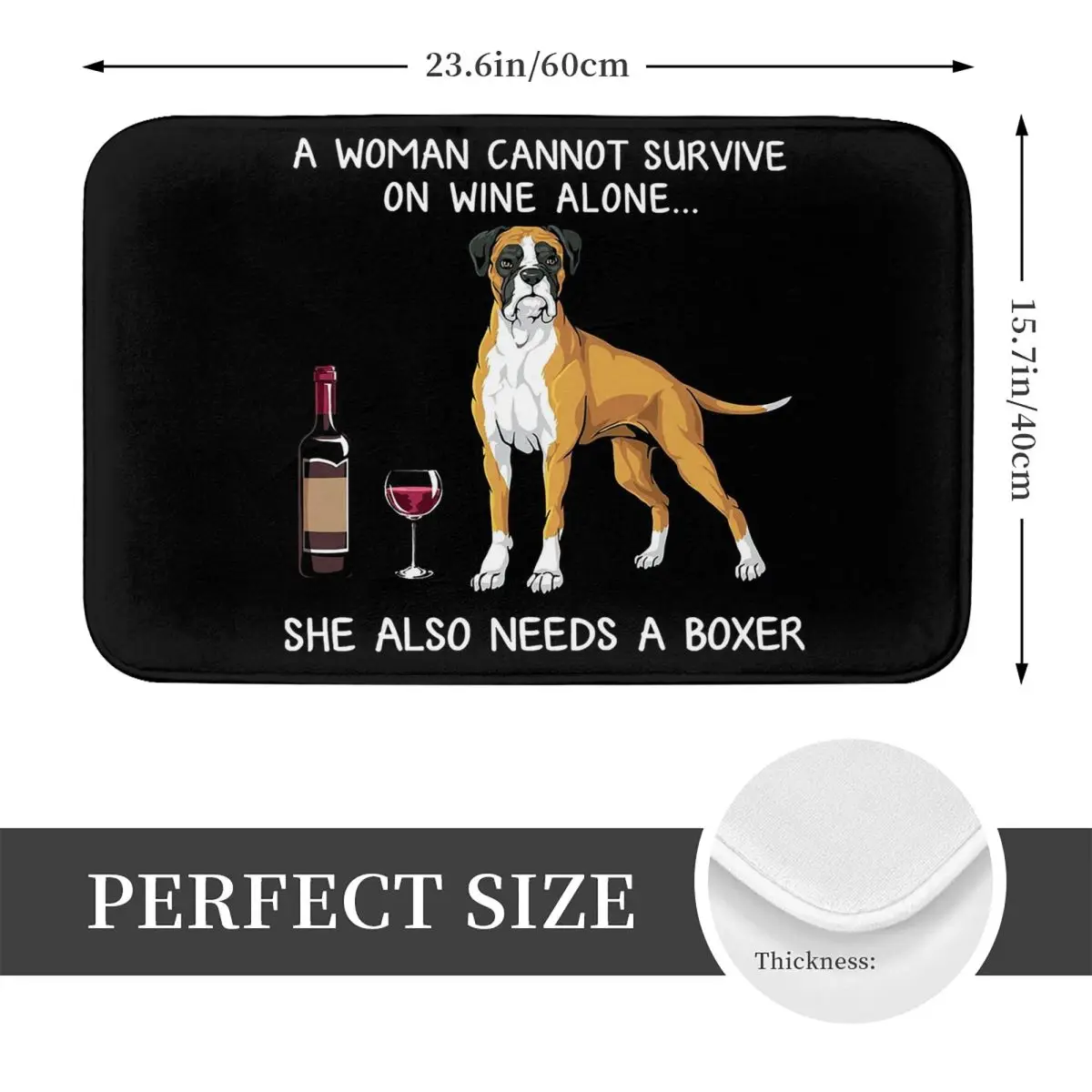 Boxer And Wine Funny Dog Anti-slip Doormat Floor Mat Water oil proof Carpet Rug for Kitchen Entrance Home Bedroom Footpad Mats