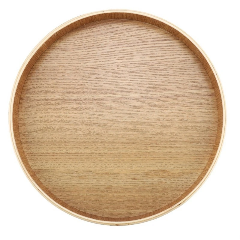 New Japanese Style Round Tray Food Serving Plate Wood Snack Deseert Plate Teaboard Natural Tea Server Dishes Drink Platter