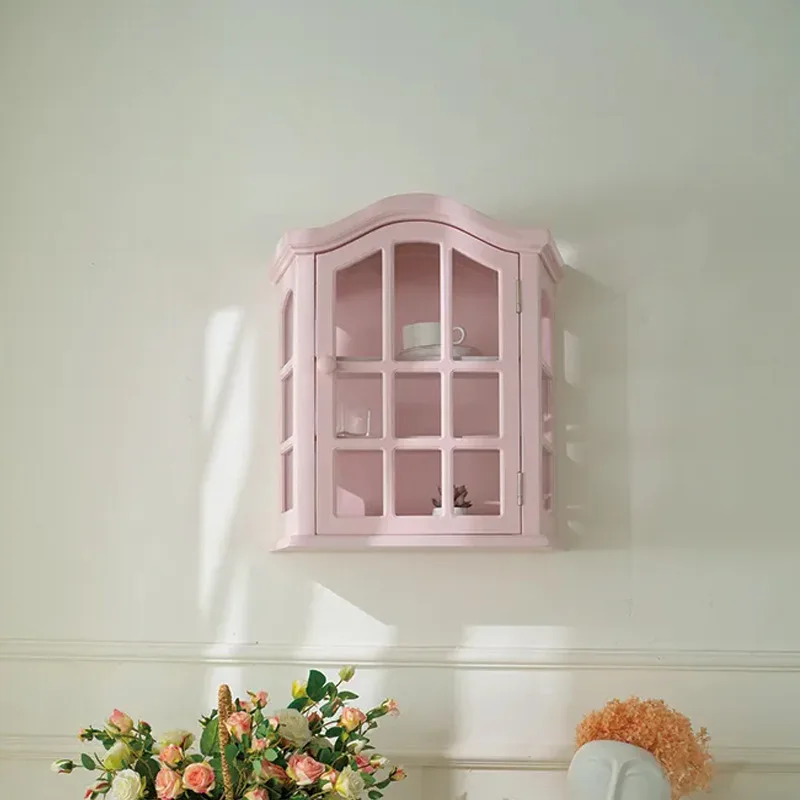 

Solid wood storage wall cabinet, glass door display cabinet