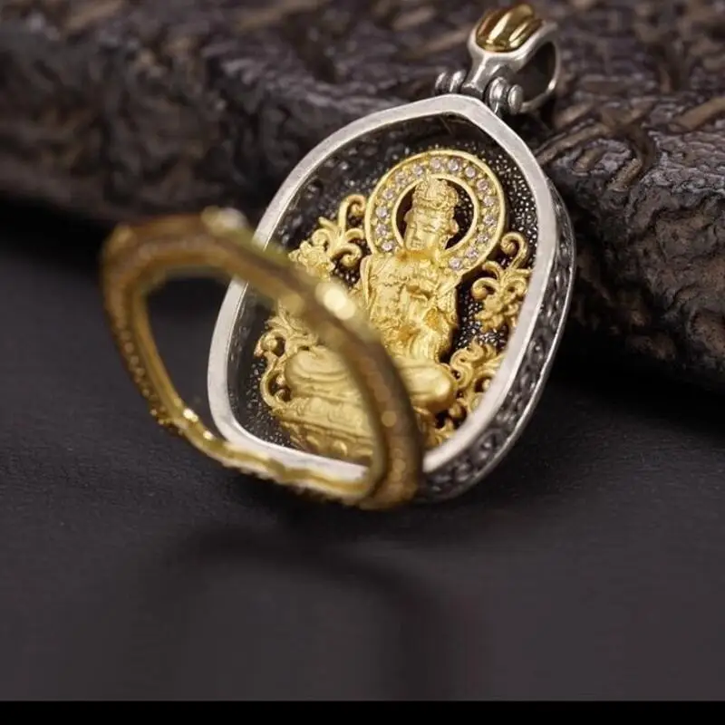 Vintage Twelve Zodiac Destiny Buddha Male Female Talisman Brass Gold Plated Buddha Plaque Guardian Deity Charm Ornament