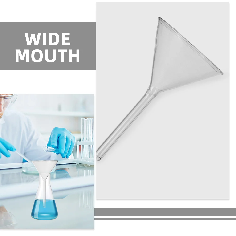 Glass Triangle Funnel for Lab Use 75Mm Wide Mouth Stable Stem Scientific Filtration Transfer Tool for Experiments