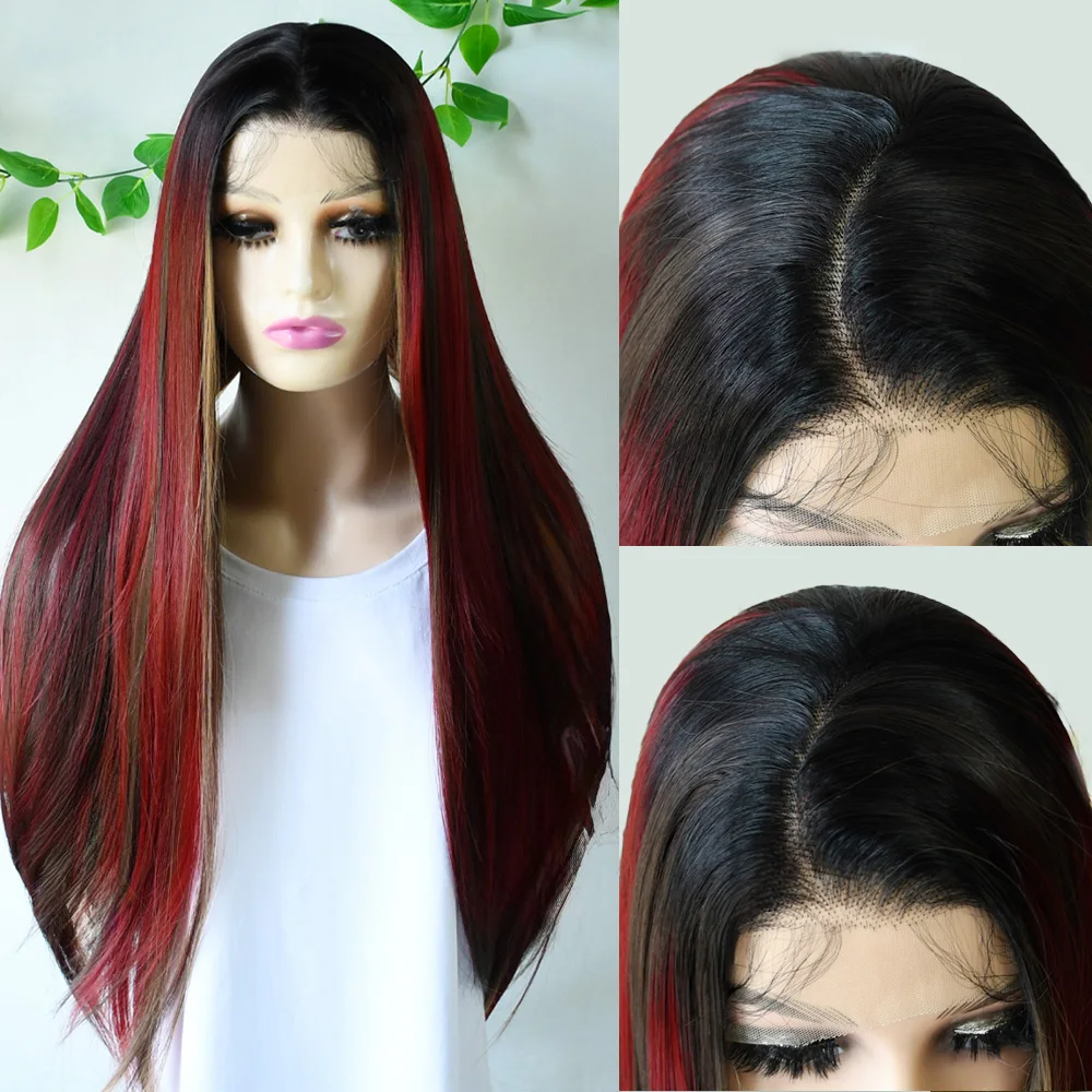 

30-дюймовый черный, блондин, красный парик, 13x4 HD, прозрачный, прямой, кружевной передний парик, синтетический парик спереди, косплей