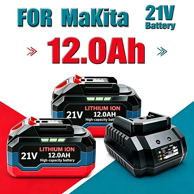 21V /12AH For Makita 18V Battery Power Tools Li-ion Replacement LXT BL1850 BL1860 DDF487 for 18V Screwdriver with BMS -