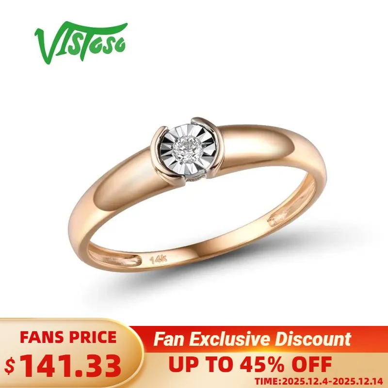 

VISTOSO чистое 14-каратное золото 585 пробы, сверкающее сверкающее кольцо с бриллиантом Miracle Plate для женщин, юбилей, модные изящные ювелирные изделия