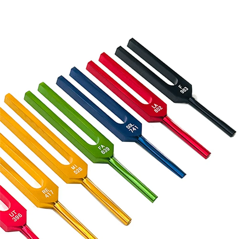 9 pezzi di diapason colorati in lega di alluminio, diapason per terapia, terapia vocale blu