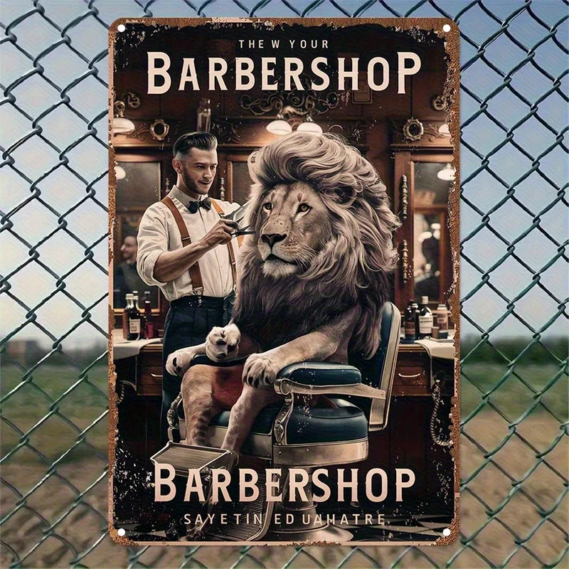 Vintage Barber Shop Metal Tin Sign 2D Flat Printed Retro Wall Plaque for Home Bar Cafe Restaurant Salon Man Cave Decor Gift