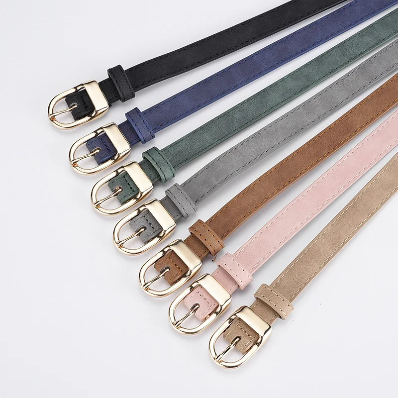 

New Women's Belt Trend Golden Buckle Belt Personalized Decoration Paired with Long Pants Jeans Belt Soft Cheap Belt Youth Belt