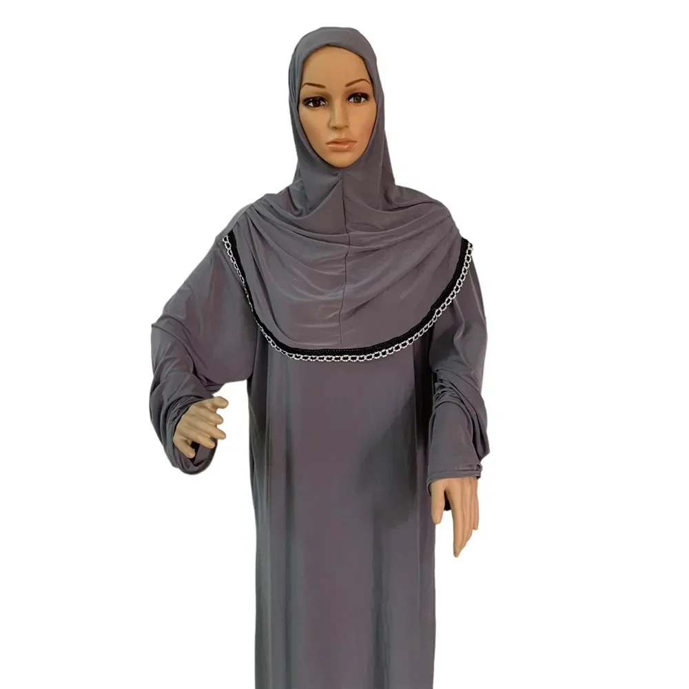 Musulmano Copertura Completa Indumento di Preghiera Eid Abaya Con Cappuccio Abito Islamico Tradizionale Turchia One Piece Donne Hijab Burqa Arabo Ramadan Robe