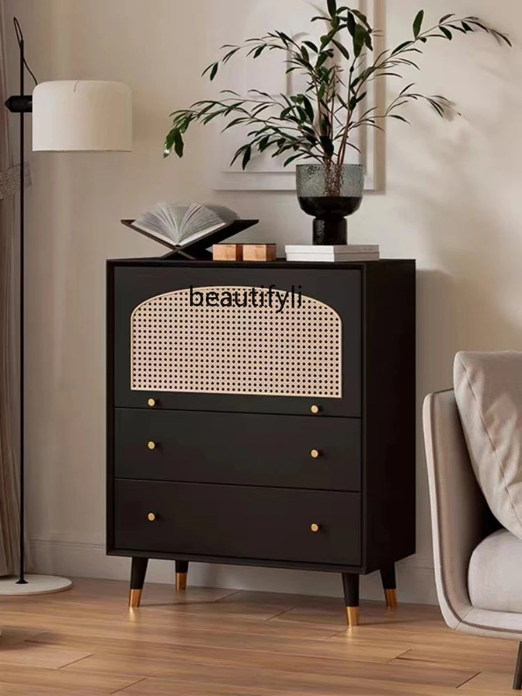 Bedroom Storage Cabinet Chest of Drawers Living Room Storage Chest of Drawer Five-Bucket Cabinet Black