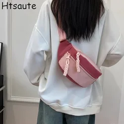 2024 Luxury Designer Women's Chest Bag Nylon Wide Strap Shoulder Crossbody Bag Female Fashion Fanny Pack Banana Waist Bag