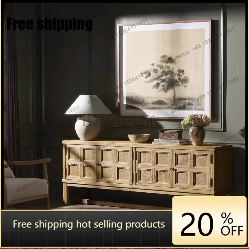 LD American solid wood dining side cabinet retro entrance living room wall storage cabinet