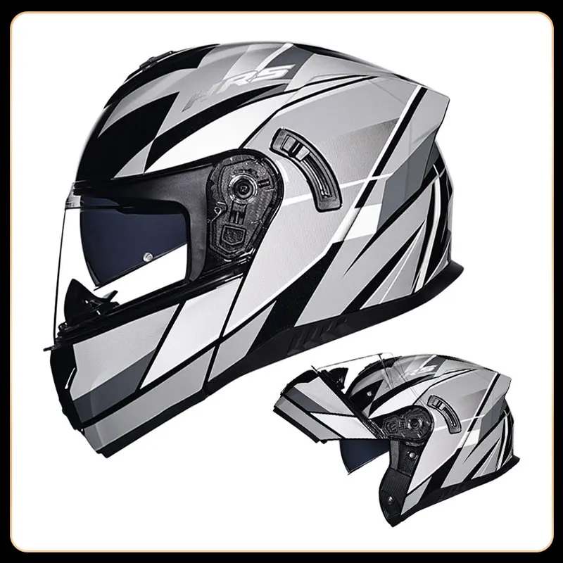 Casque intégral de moto modulable avec double lentille, casque de sport de vélo de route, double visière, noir, ABS, meilleur savoir