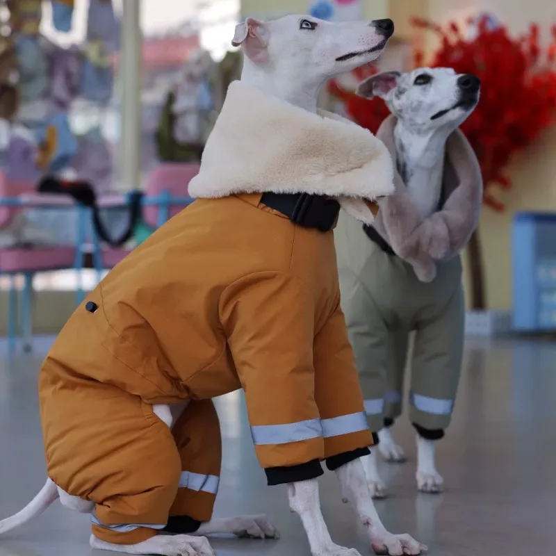 

Куртка для собак Greyhound Whippet из особо плотного хлопка, на 4 лапы, ветрозащитная, флисовая, с воротником, водонепроницаемая, термозащитная, с высоким воротником