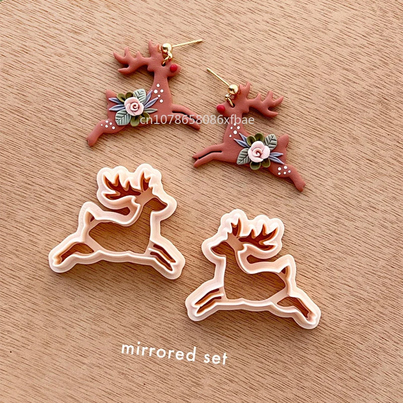 Christmas Reindeer Gingerbread Boy Girl Mr Mrs Santa Claus Polymer Clay Cutters Winter Earrings Pendant Pottery Clay Cutting Die