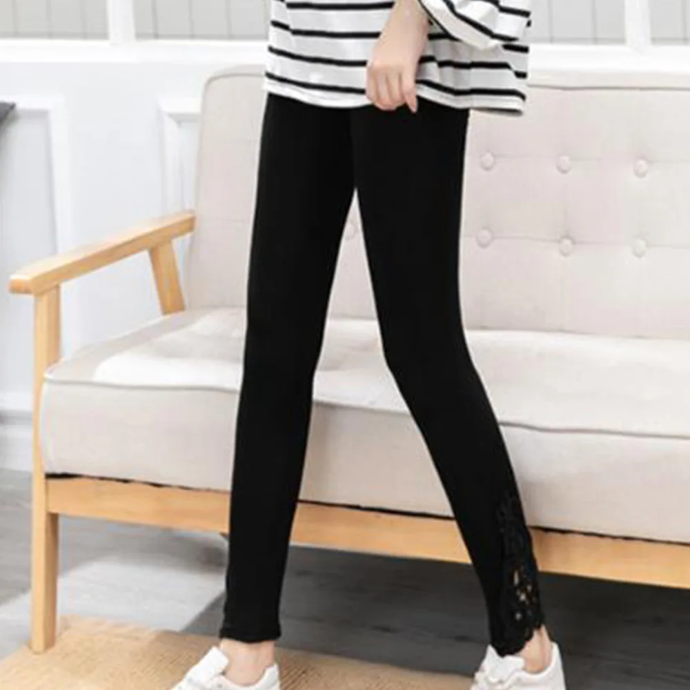 

Женские модные однотонные контрастные кружевные узкие леггинсы, ультра-удобные всесезонные незаменимые для женщин, женская одежда