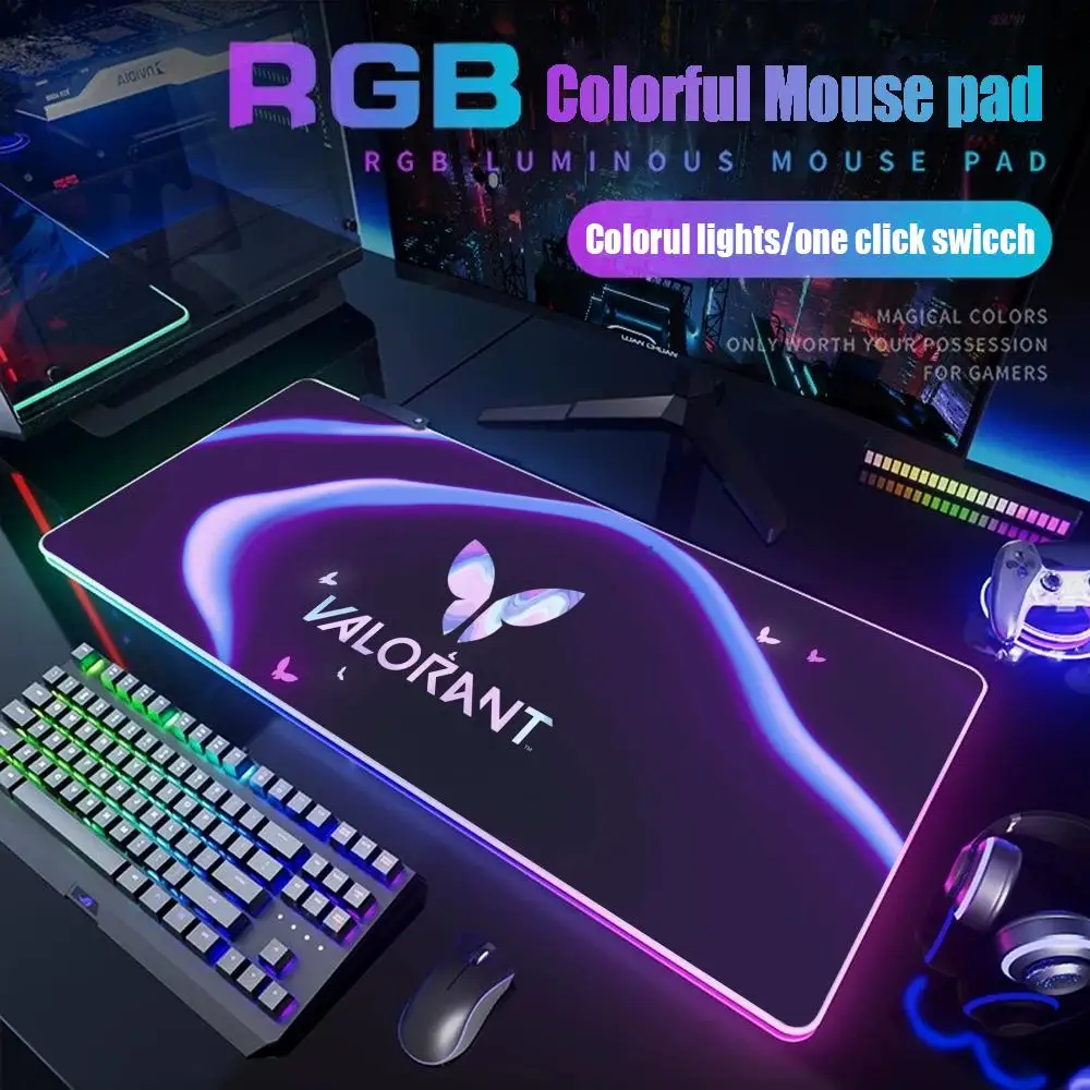 

Clove Valorant Mouse Pad Gamer Rgb Desk Mat Back Light Led Mousepad Setup Gaming Accessories Deskmat Big Mousepad Backlight