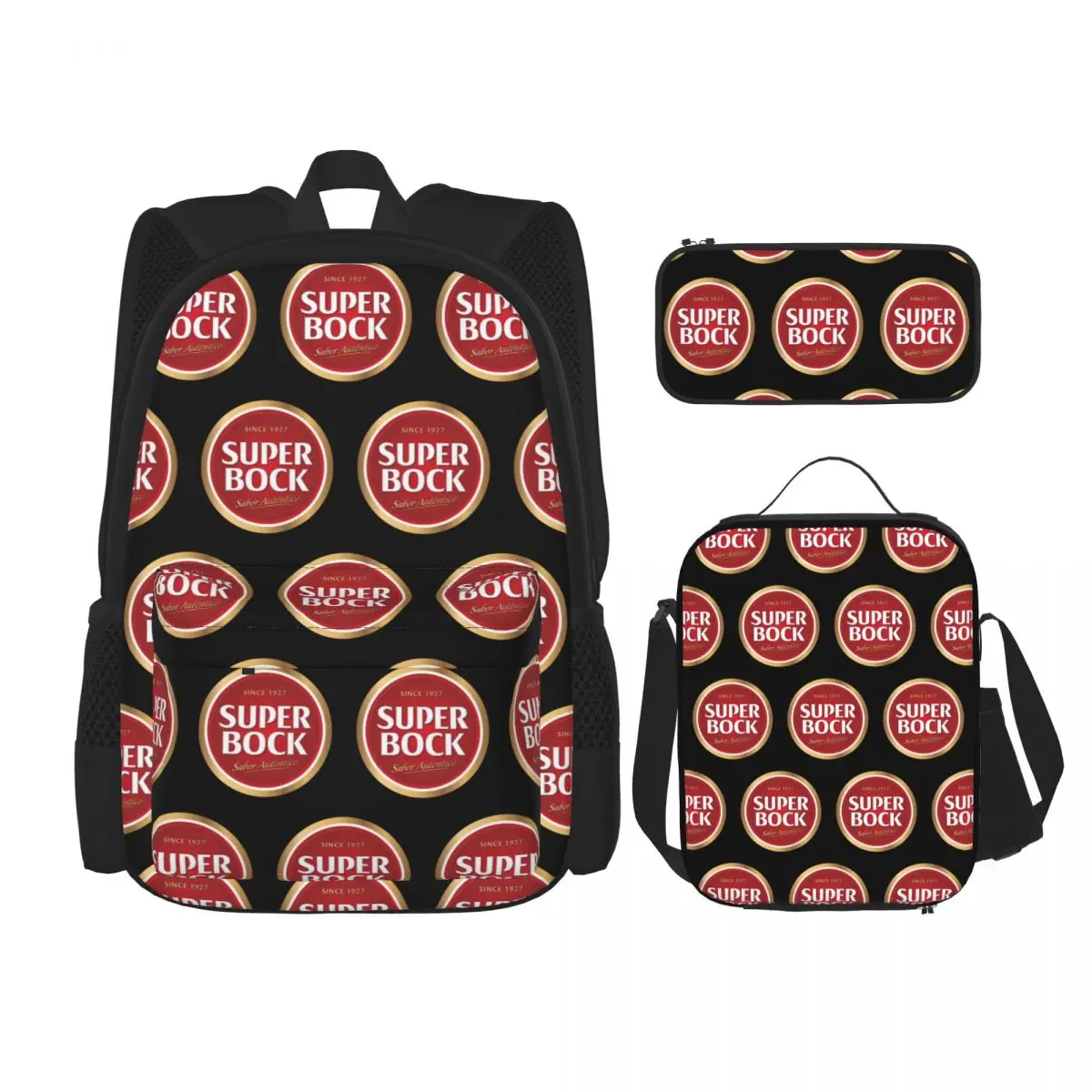 

Super Bock Since Backpacks Boys Girls Bookbag Children School Bags Kids Rucksack Lunch Bag Pen Bag Three-Piece Set