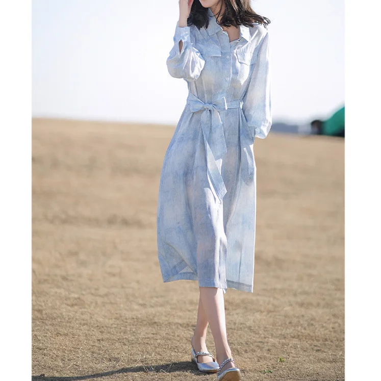 Abito a camicia in seta pesante Abito/camicia Abbigliamento da donna delicato primaverile ed estivo