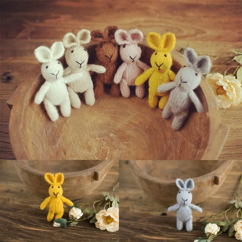 

Newborn Infant Photography Accessories Cute Knitting Rabbit Doll Studio Baby Shoot Photo Props Fotografia Decoration