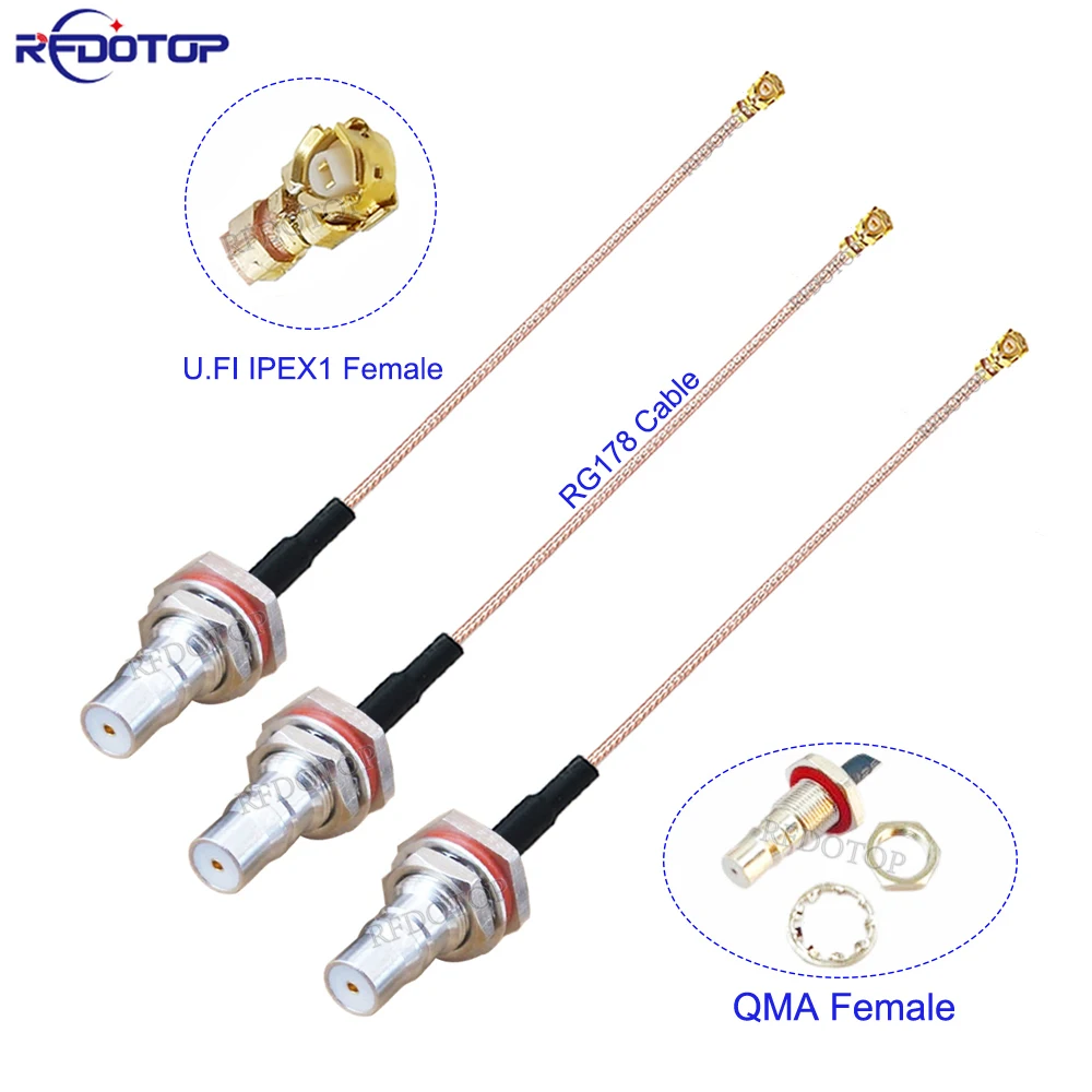 

10PCS/Lot RG-178 QMA to Cable QMA Female to U.fl 1 Female Jack Connector 50Ohm RG178 RF Coaxial Pigtail Jumper Cable