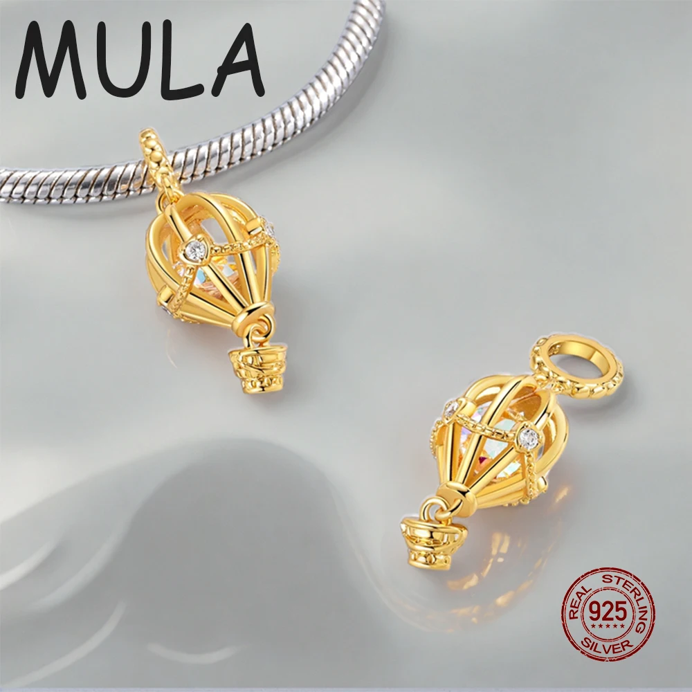 مولا 1 قطعة 925 فضة الذهبي منطاد الهواء الساخن دلايات الخرز صالح الأصلي سوار صنع غرامة مجوهرات النساء لتقوم بها بنفسك هدية