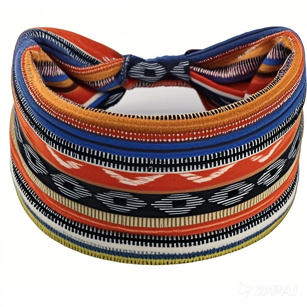 Elastisches Kopftuch für europäische und amerikanische Damen im böhmischen Stil, modische, atmungsaktive Baumwolle, breite Krempe, Haarschmuck – Detail 9