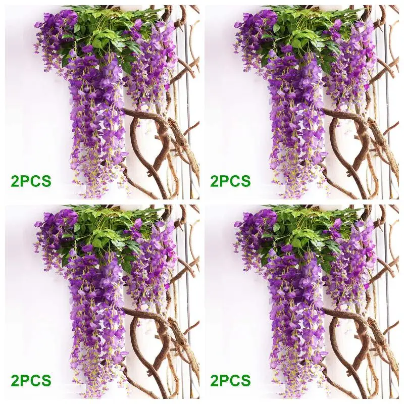 4パック×-2個入り-7フィート-個-人工藤の花ガーランド、藤の花の籐製ハンギングフラワー、屋外セレモニー用