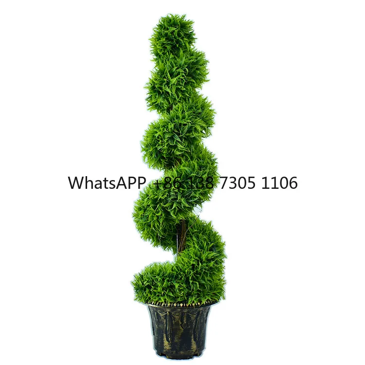 

Vintage tree green plants spiral tree potted garden decoration simulation persian leaf bonsai fake tree high imitation