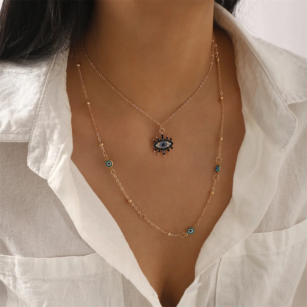 

Y2K Personality CZ Eye Of The Demon Pendant Necklaces For Women Fashion Luxury Zircon Eyes Women's Necklace Jewelry Accessories