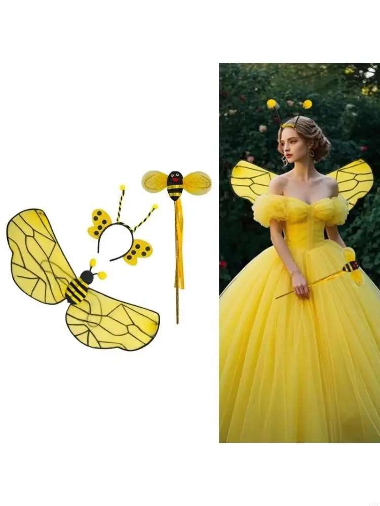 

Halloween Bumblebees Costume Ears Headband Butterfly Wing Magics Wand Set