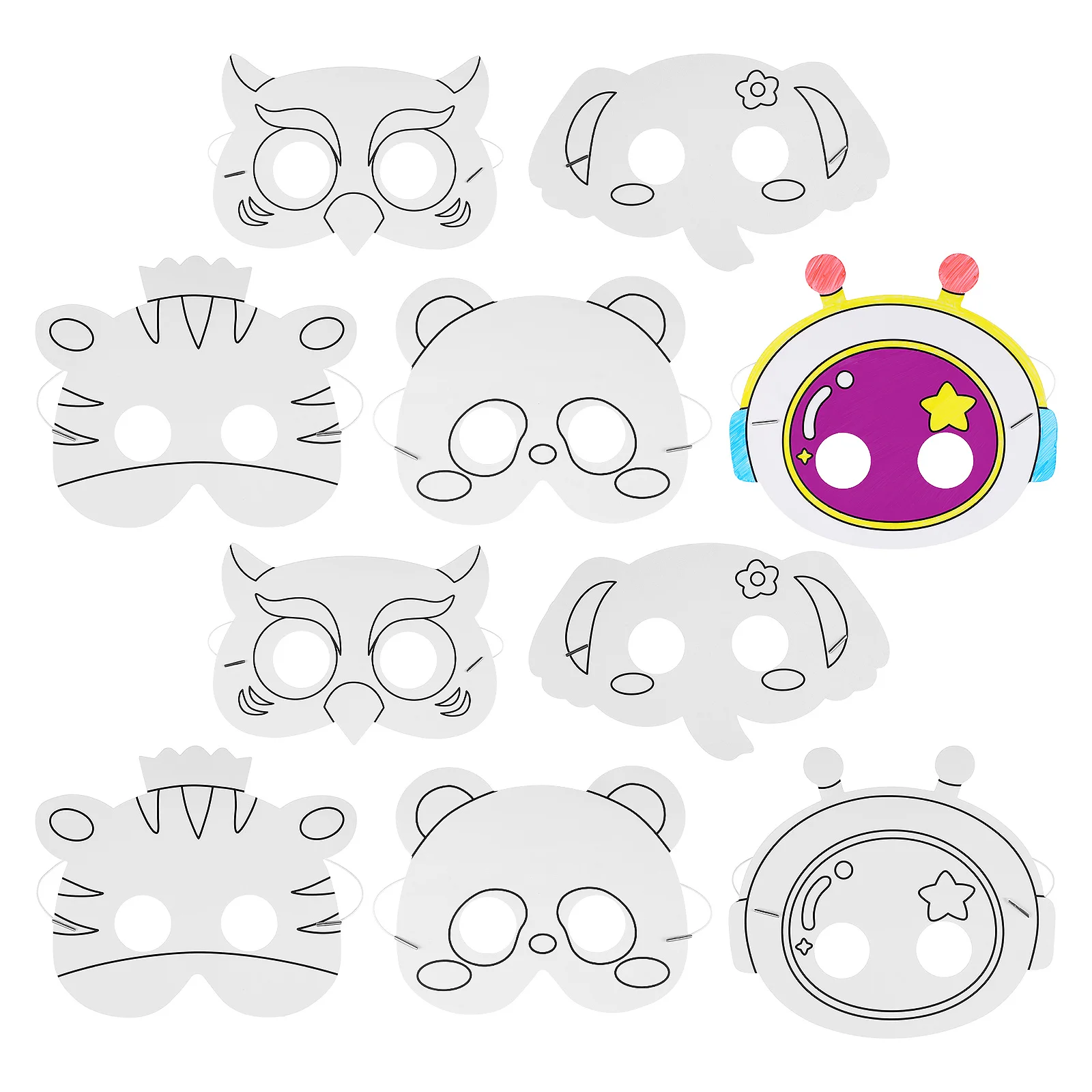 

Blank Mask for DIY Party 10pcs White Paper Masquerade Craft Kids Adults Halloween Costume Decor Unpainted Face Mask Dancing