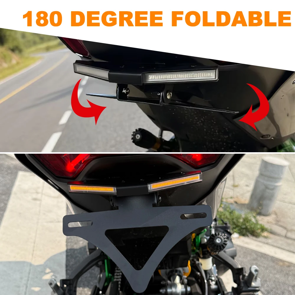 لكاواساكي Z900 2025 Z 900 دراجة نارية الذيل الخلفي مرتب LED الحاجز مزيل عدة لوحة ترخيص قوس ضوء بدوره إشارة #6