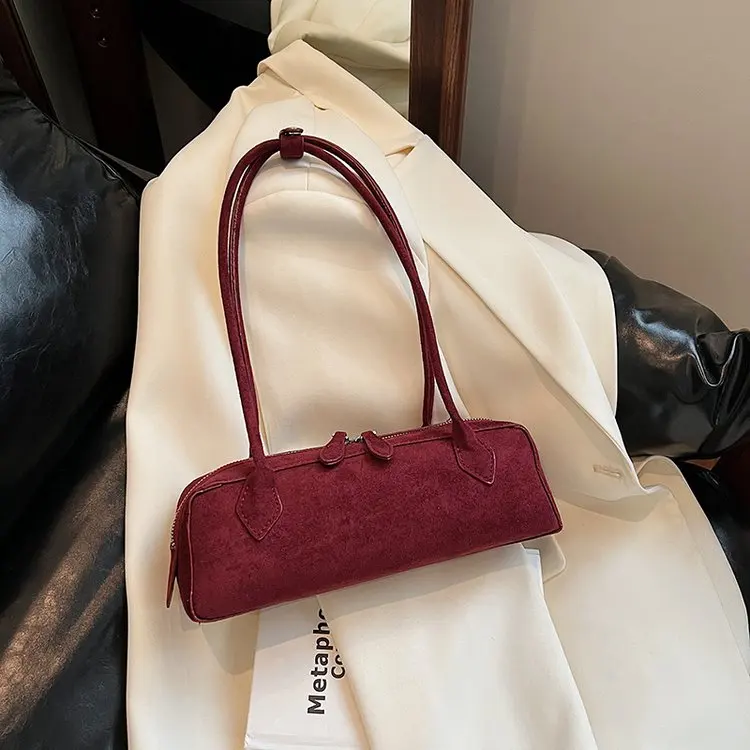 

French Frosted Sausage Bag Vintage Baguette Purse – Stylish Crossbody Bag for Women 2025, Adjustable Strap Soft PU Leather