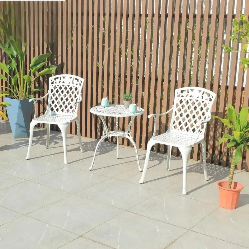 Patio Outdoor Furniture 2+1 Coffee Table Patio Cast Aluminum Balcony Armchairs