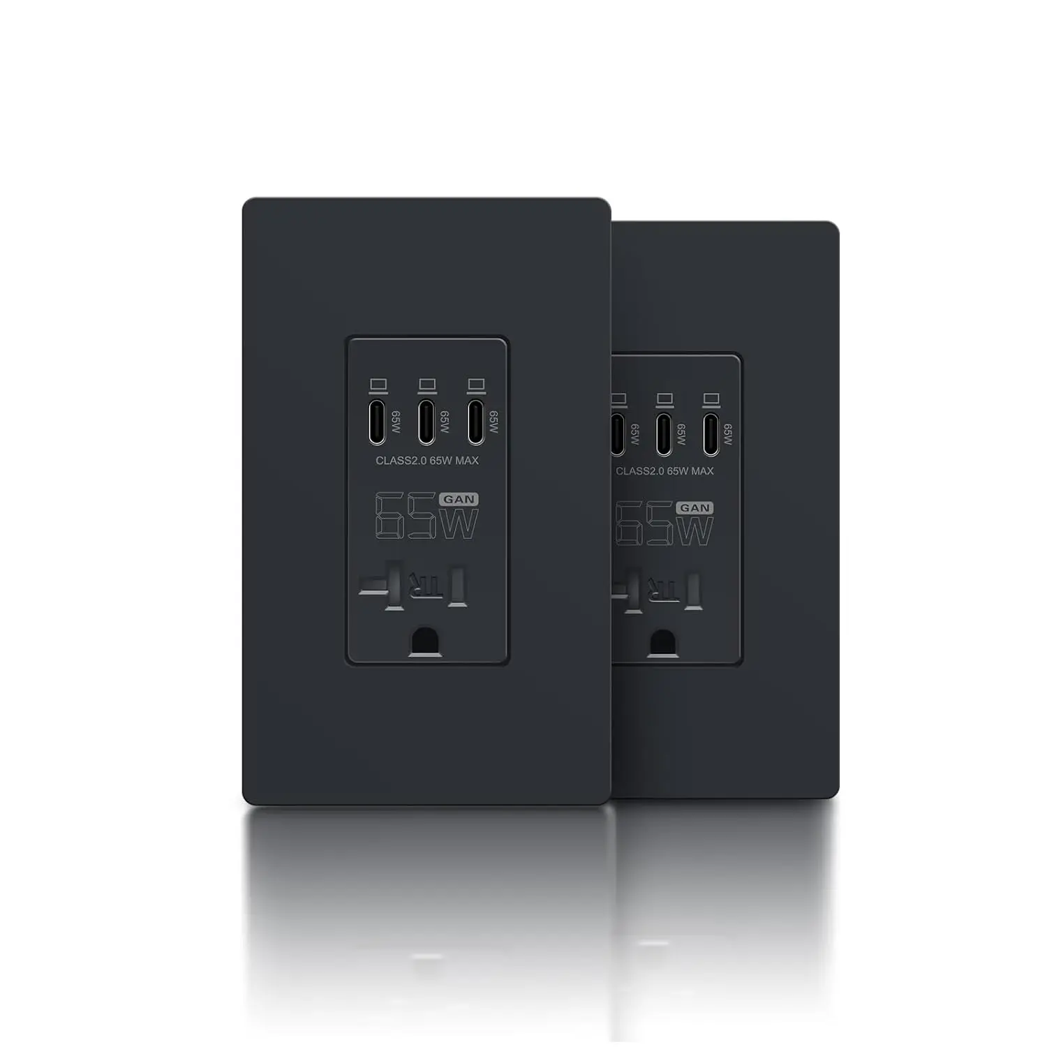 

Сетевая зарядная розетка GaN USB 65 Вт с PD3.0, 3 порта, защита от несанкционированного доступа, в комплекте безвинтовая пластина, черная, 2 шт.