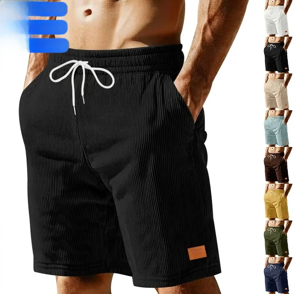 

Men's Corduroy Sports Casual Straight Leg Five Quarter Shorts Punk Style Polyester Fiber Summer Shorts Large Size Vintage