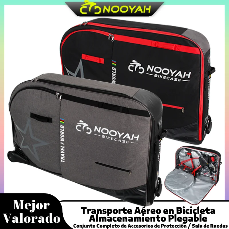 NOOYAH Bolsa para Bicicletas Bolsa de Transporte para Bicicletas MTB y Carretera Maleta de Viaje para Transportar Accesorios de Bicicleta con Ruedas Bolsas