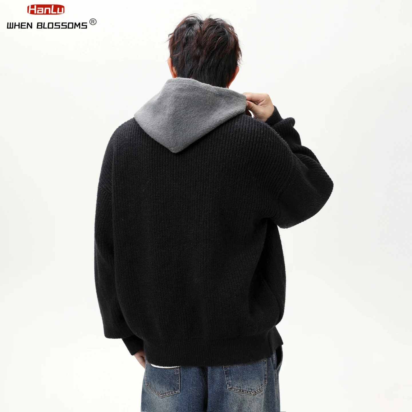 2025 Unisex Faux Shearling Hooded Cardigan Two-in-One Pullover Oversized Couple Lazy Style Vintage Knit Coat