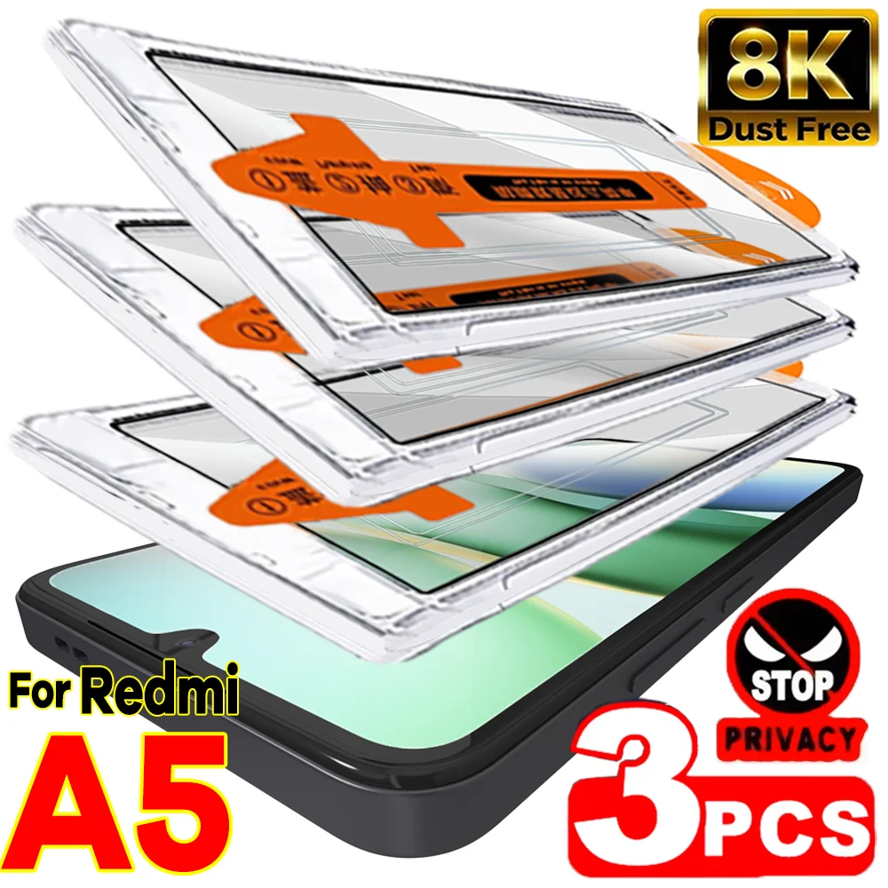 

3-1set Easy Installation Tempered Glass for Redmi A5 Screen Protector Anti-spy&HD Clear Film for REDMI A5 with Dust Free Cover