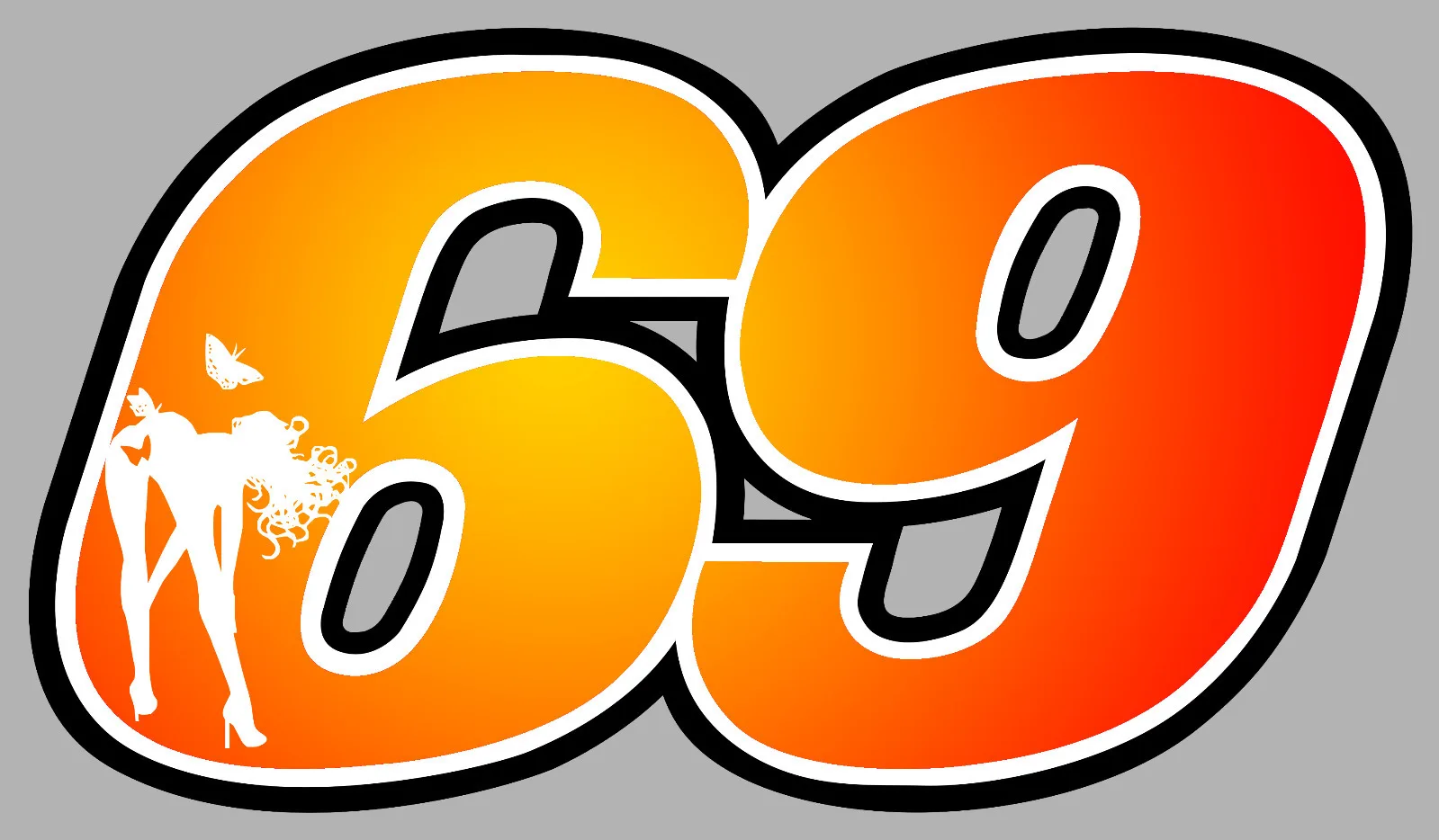 Individuelle Autoaufkleber NUMERO 69 ORANGE/WEISS SEXY Anpassung RACING GP MOTO Bilder in jeder Größe anpassen Personalisierter AUFKLEBER – Detail 2