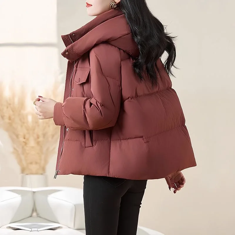 Damen-Parkas, Daunenmantel, Kapuze, Parka, langärmelig, solide, gespleißt, Strickjacke, Reißverschluss, Oberbekleidung, Taschen, warm, Winter, 2022, lässig