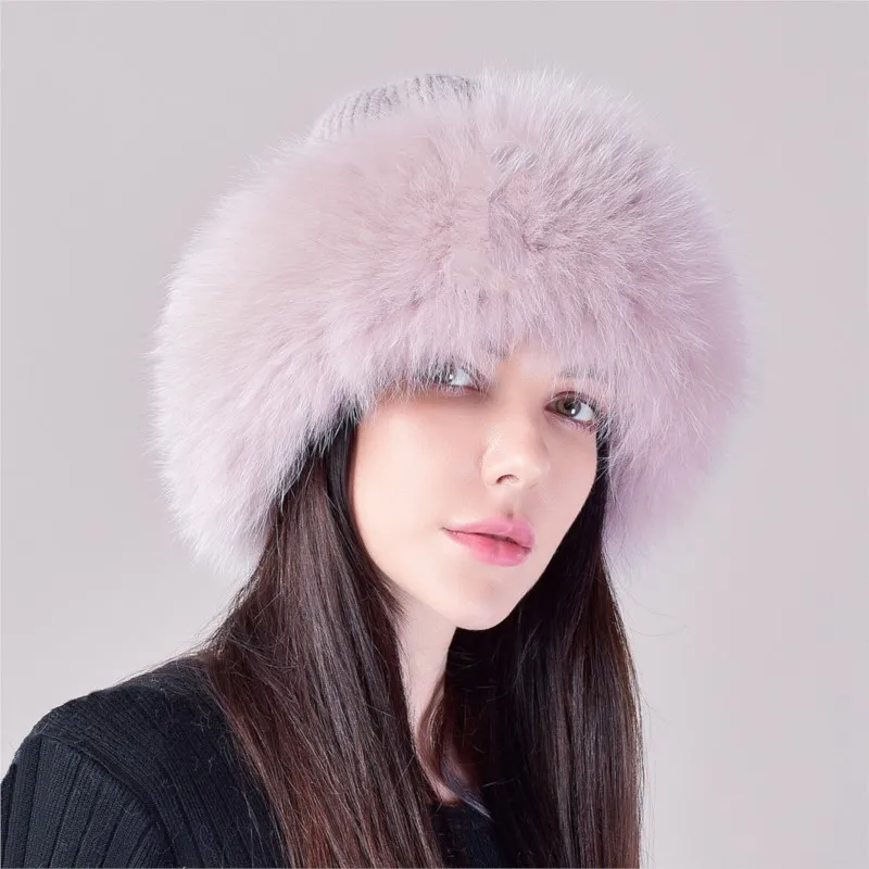 

Fur hat fisherman new style for women to show off face small ear-protecting basin plush warmth