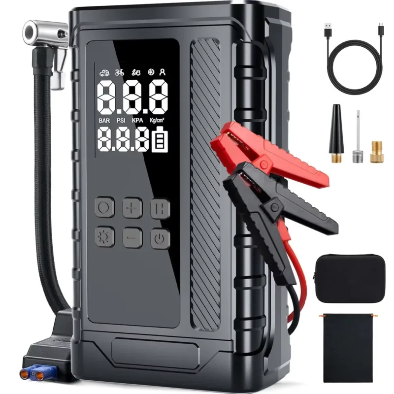 

Jump Starter 14.8V 1500mAH * 4 500A High Power Car Jump Starter Power Bank With Air Pump